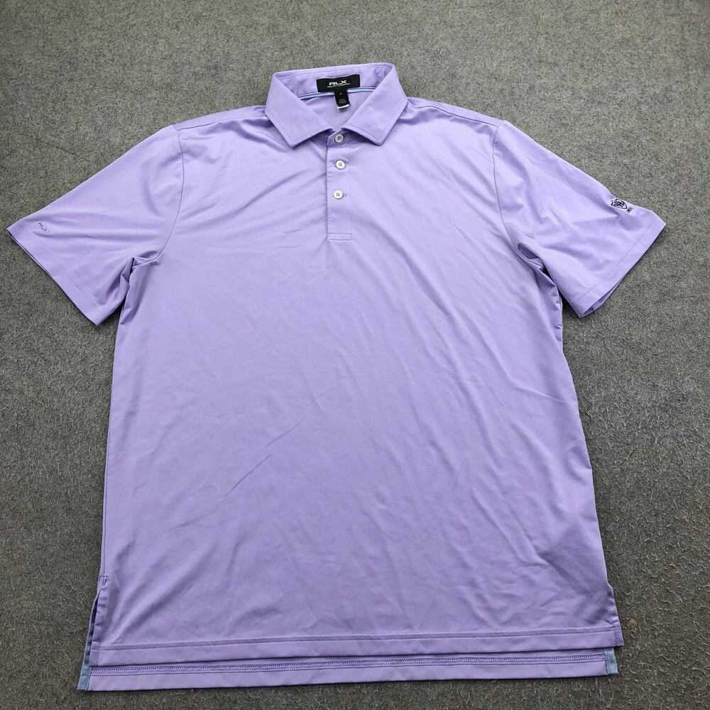 RLX Ralph Lauren Polo Shirt Mens Medium Purple Solid Golf Performance Knit